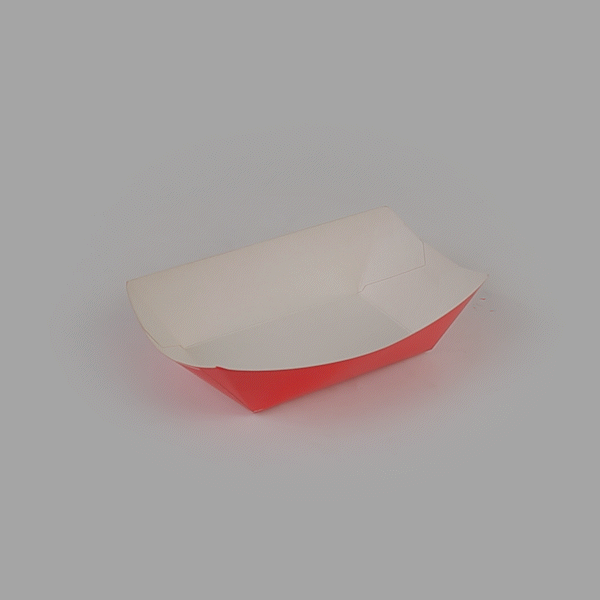 Bio Tek 1 lb Red Paper #100 Food Tray / Boat - 5 1/2" x 3 1/2" x 2" - 200 count box