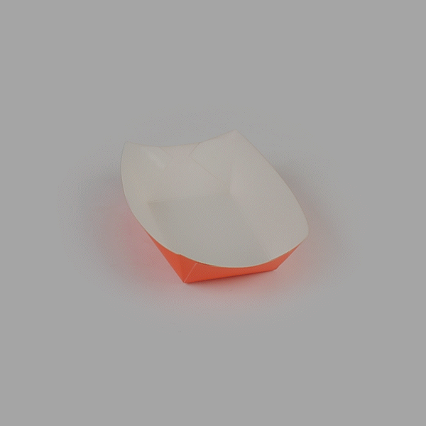 Bio Tek 1 lb Tangerine Orange Paper #100 Food Tray / Boat - 5 1/2" x 3 1/2" x 2" - 50 count box