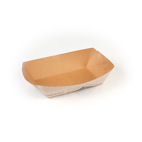 Bio Tek 2 lb Newsprint Paper #200 Food Tray / Boat - 6 1/2" x 3 3/4" x 2 1/4" - 50 count box