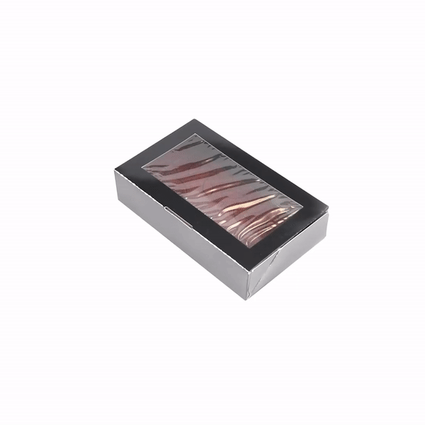 Sakura Vision Black Paper Large Window Sushi Box - 8" x 4 3/4" x 1 3/4" - 50 count box