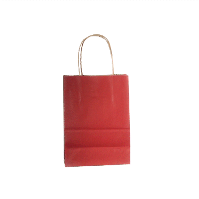 Saving Nature Red Paper Small Retail Bag - with Handles - 6" x 3 1/4" x 8 1/4" - 100 count box