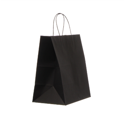 Saving Nature Black Paper Medium Retail Bag - with Handles - 10" x 6 3/4" x 12" - 100 count box