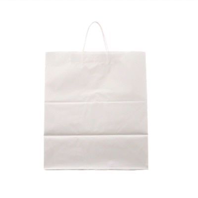 Saving Nature White Paper Large Retail Bag - with Handles - 16" x 9 3/4" x 17 1/4" - 100 count box