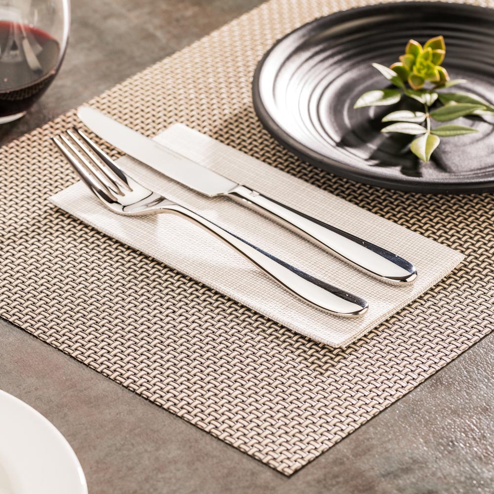 Amalfi Basketweave Cobblestone Vinyl Woven Placemat - 16" x 12" - 6 count box