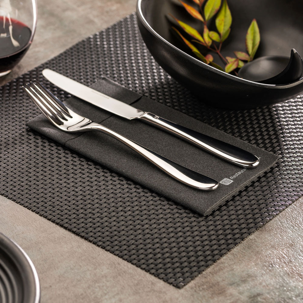 Amalfi Basketweave Black Vinyl Woven Placemat - 16" x 12" - 6 count box