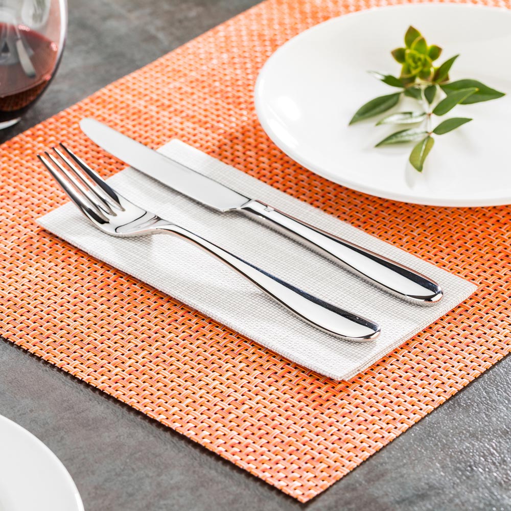 Amalfi Basketweave Papaya Vinyl Woven Placemat - 16" x 12" - 6 count box