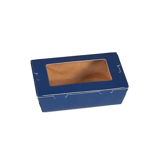 Cafe Vision 21 oz Midnight Blue Paper Small Take Out Container - Hinge Lock - 6 1/4" x 4" x 1 3/4" - 50 count box
