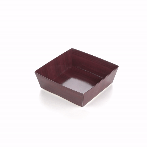 Matsuri Vision Wood Grain Paper Small Sushi Container - 3 3/4" x 3 3/4" x 1 1/2" - 100 count box