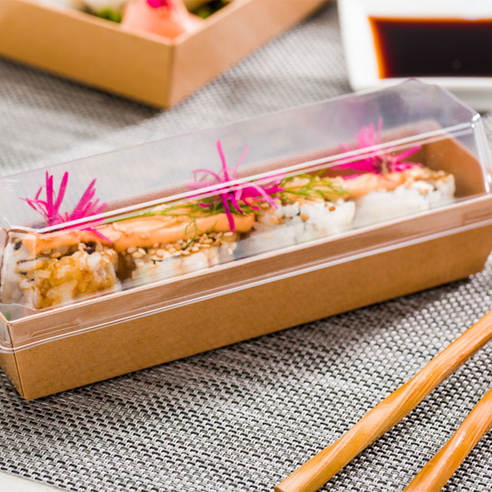 Matsuri Vision Clear Plastic Lid - Fits Small Maki Sushi Container - 100 count box