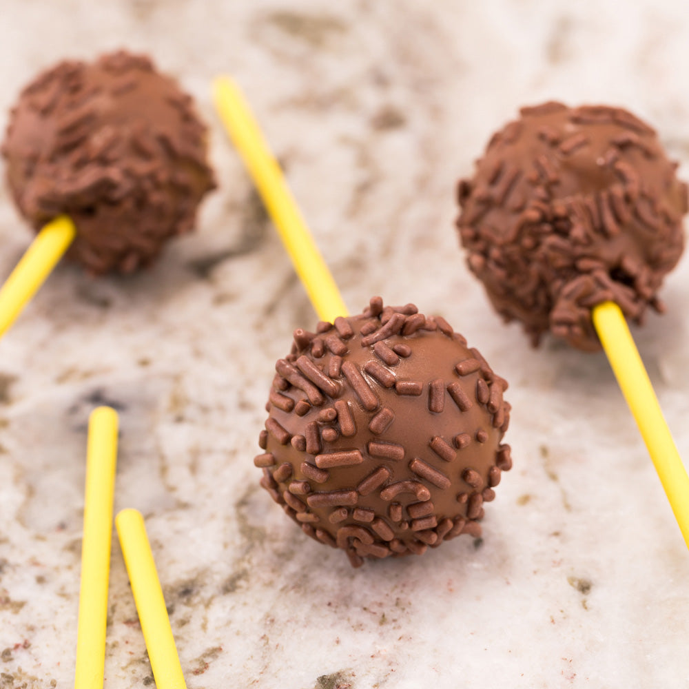 Pastry Tek Yellow Paper Cake Pop and Lollipop Stick - Biodegradable - 6" x 5/32" - 100 count box