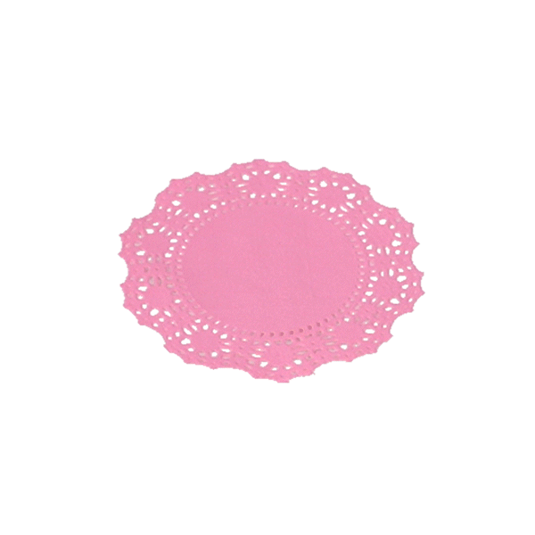 Pastry Tek Round Pink Paper Doilies - Lace - 4" x 4" - 100 count box