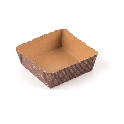 Panificio 4 oz Kraft Paper Square Baking Cup - Greaseproof, Rippled - 3" x 2 3/4" x 1 3/4" - 100 count box