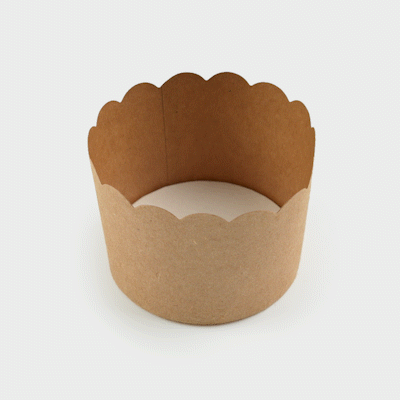 Panificio 10 oz Kraft Paper Jumbo Baking Cup - Scalloped - 3 1/2" x 3 1/2" x 2 1/2" - 200 count box