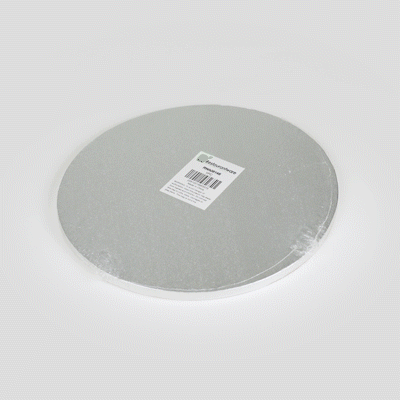 Pastry Tek Round Metallic Silver Cardboard Cake Drum Board - Covered Edge - 12" x 12" x 1/2" - 1 count box