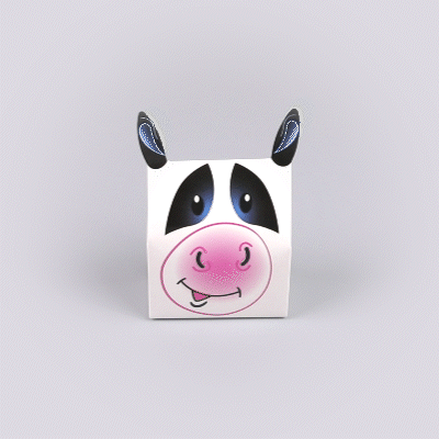 Pastry Tek Paper Happy Cow Candy and Gift Box - 4" x 2" x 5" - 100 count box