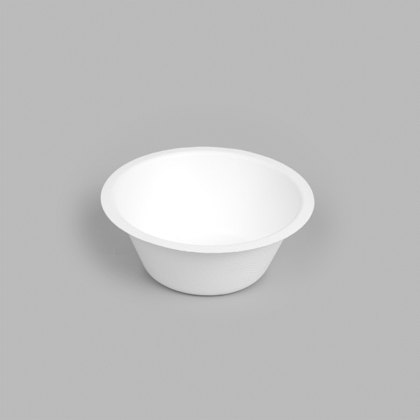 Pulp Tek 8 oz Round White Sugarcane / Bagasse Salad Bowl - 4 1/2" x 4 1/2" x 1 3/4" - 100 count box