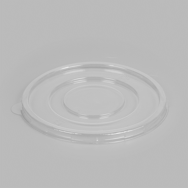 Pulp Safe Round Clear Plastic Flat Lid - Fits 32 oz Bagasse Salad Bowl - 100 count box