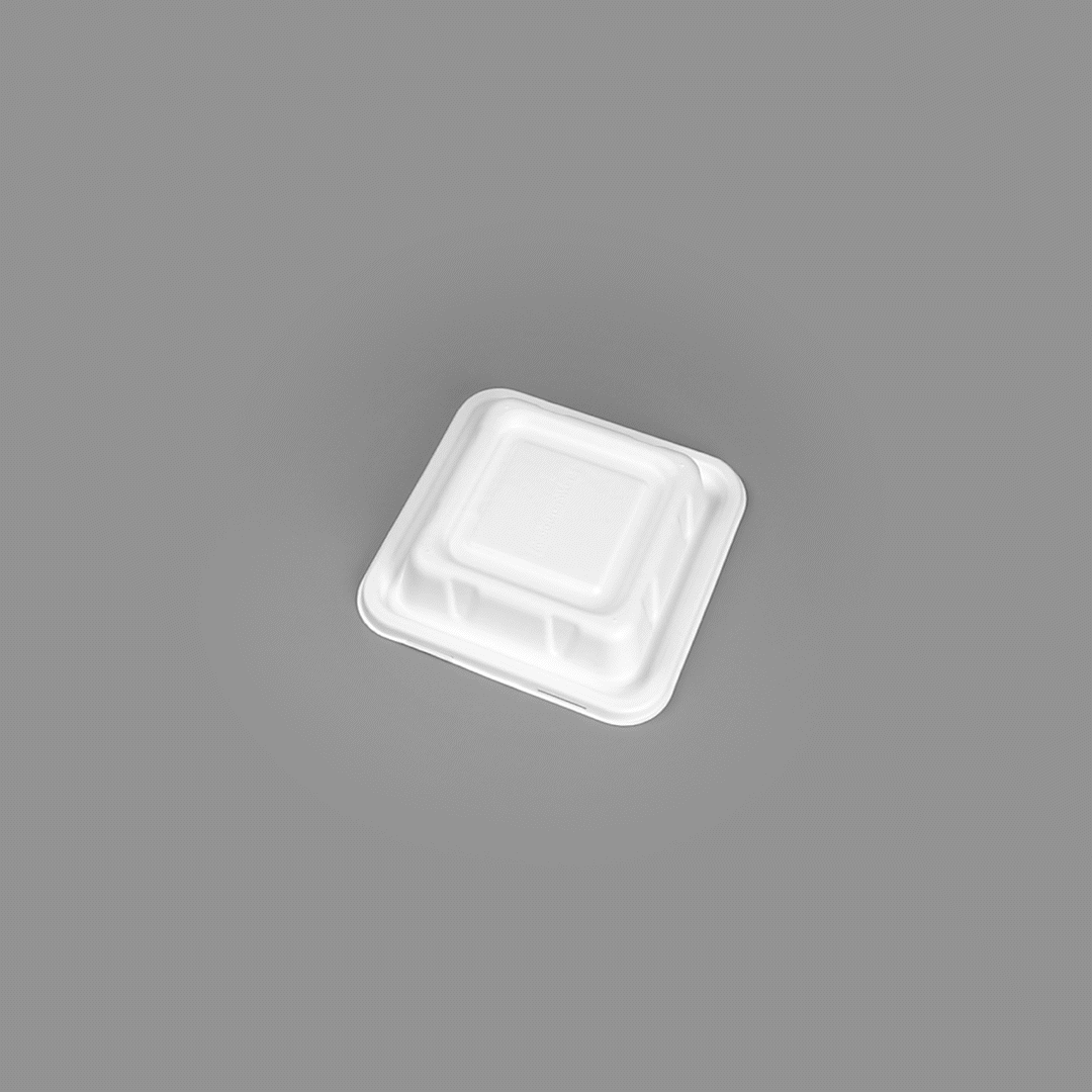 Pulp Safe No PFAS Added Square White Sugarcane / Bagasse Serving Bowl Lid - Home Compostable, Fits 80 oz - 100 count box