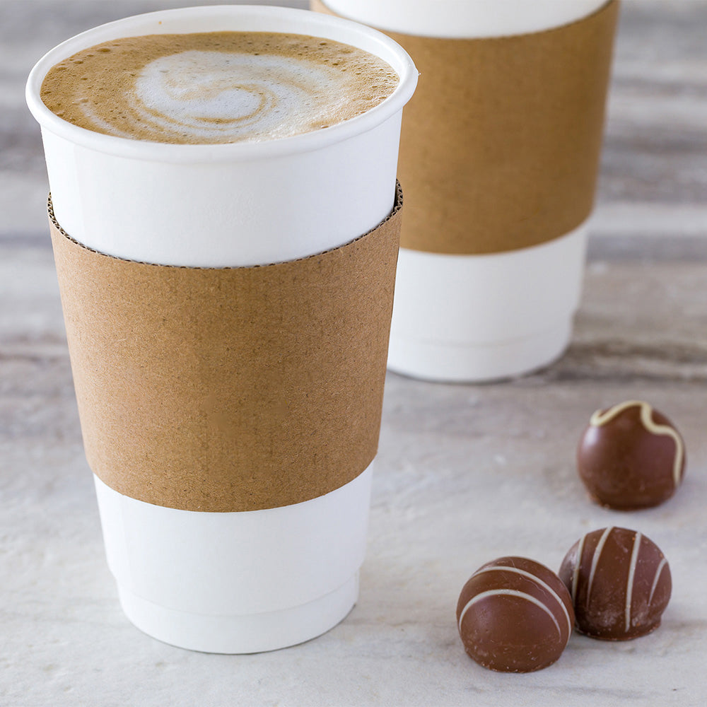 Restpresso Kraft Paper Coffee Cup Sleeve - Fits 12 / 16 / 20 oz Cups - 50 count box