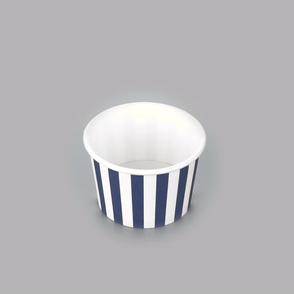 Coppetta 4 oz Round Blue and White Stripe Paper To Go Cup - 3" x 3" x 2 1/2" - 50 count box