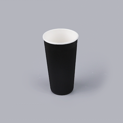Restpresso 20 oz Black Paper Coffee Cup - Ripple Wall - 3 1/2" x 3 1/2" x 6 1/4" - 250 count box