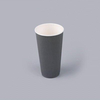 Restpresso 20 oz Gray Paper Coffee Cup - Ripple Wall - 3 1/2" x 3 1/2" x 6 1/4" - 10 count box