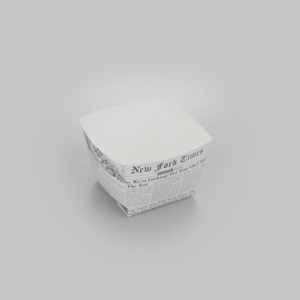 Bio Tek Square Newsprint Paper Snack Box - 5 1/4" x 5 1/4" x 3 1/4" - 200 count box