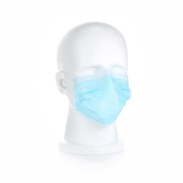 Clean Tek Professional Blue Disposable Earloop Protective Face Mask - Level 2, 3-Layer Filtration - 7" x 3 3/4" - 50 count box