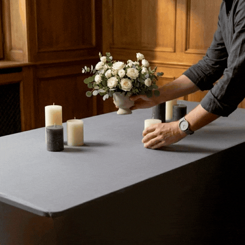 Table Tek Rectangle Charcoal Gray Spandex Table Cover - Contour Cut - 72" x 30" - 1 count box