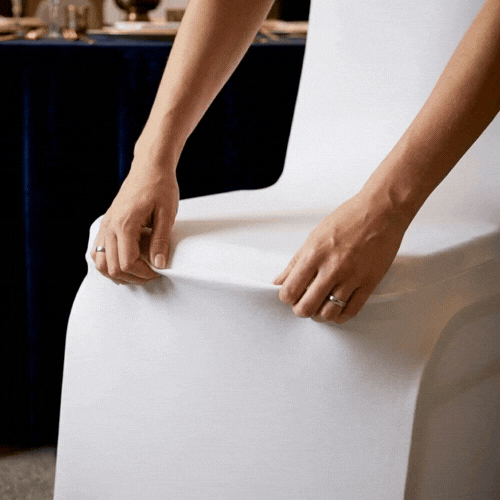 Table Tek White Spandex Banquet Chair Cover - Universal, Stretch - 1 count box