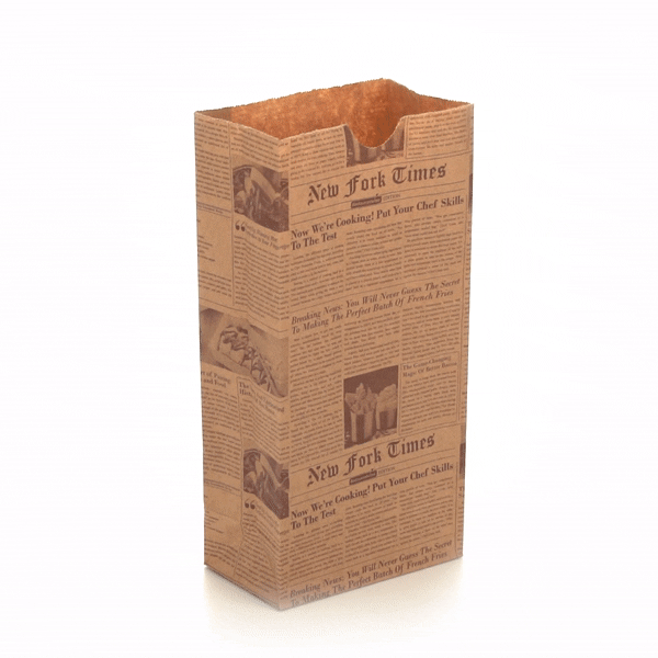 Bag Tek Kraft Newsprint Paper Bag - 2 lb - 4 1/4" x 2 1/4" x 8 3/4" - 100 count box
