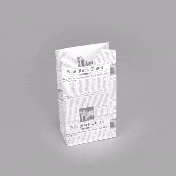 Bag Tek Newsprint Paper Bag - 2 lb - 4 1/4" x 2 1/4" x 8 1/2" - 100 count box