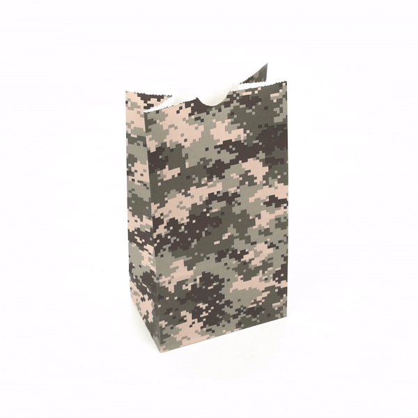 Bag Tek Camouflage Paper Bag - 4 lb - 5" x 3 1/4" x 9 1/2" - 100 count box