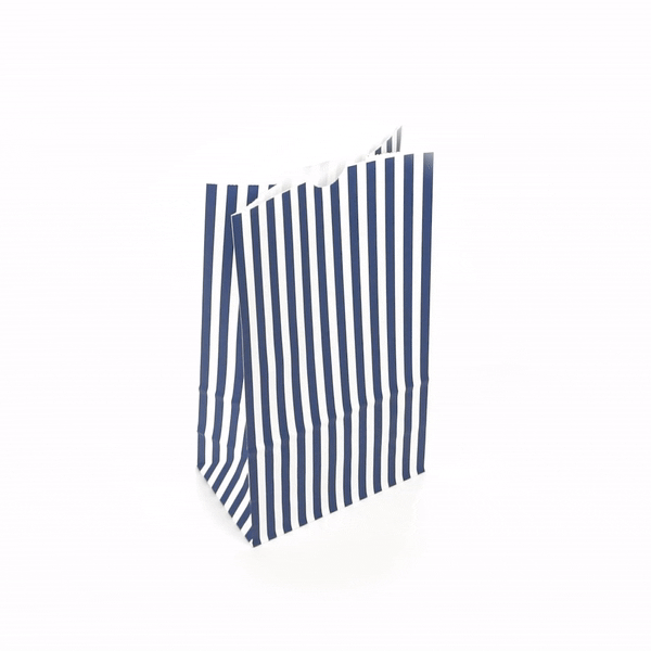 Bag Tek Blue and White Stripe Paper Bag - 6 lb - 6" x 3 1/2" x 10 3/4" - 100 count box