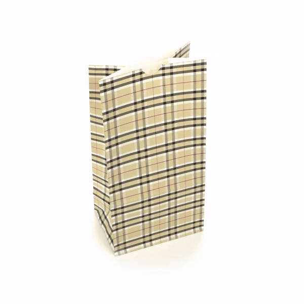 Bag Tek Plaid Paper Bag - 8 lb - 6" x 4" x 11 3/4" - 100 count box