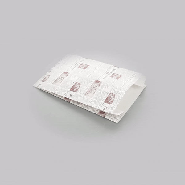 Bag Tek Sepia Newsprint Paper French Fry / Snack Bag - 7" x 3" x 11" - 100 count box