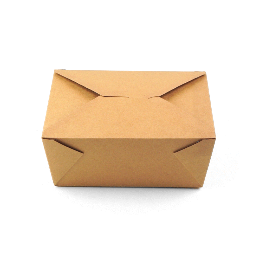 Bio Tek 98 oz Rectangle Kraft Paper Microwavable #4 Bio Box Take Out Container - 8 1/2" x 6 1/4" x 3 1/2" - 50 count box