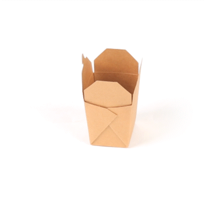 Bio Tek 8 oz Square Kraft Paper Microwavable Noodle Take Out Container - 2 3/4" x 2 1/4" x 2 1/2" - 200 count box