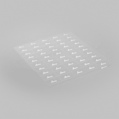 Label Tek Plastic Cheers Label - Clear with White Font, Water-Resistant - 2" x 1" - 100 count box