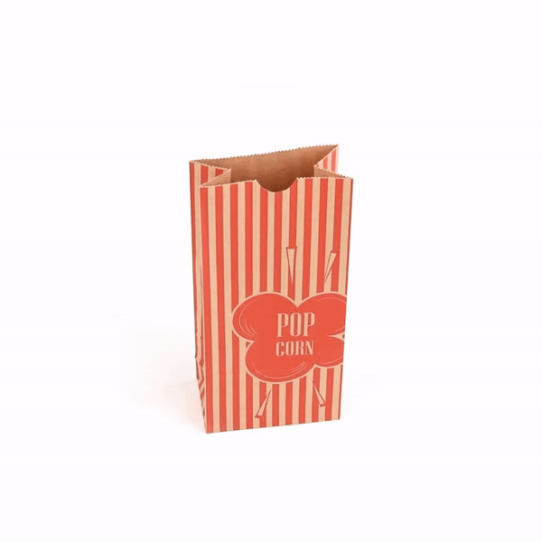 Bag Tek 2 oz Red and Kraft Paper Popcorn Bag - 5 1/4" x 3" x 10" - 100 count box