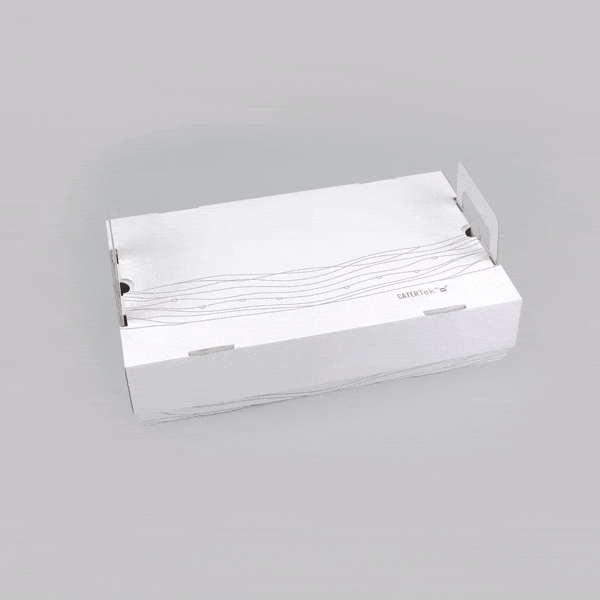 Cater Tek Rectangle White and Brown Paper Catering Tray - with Cover - 20" x 11 3/4" x 3 1/4" - 10 count box