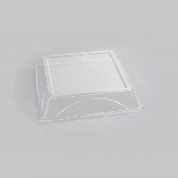 Pulp Safe Square Clear Plastic Dome Lid - Fits Sugarcane / Bagasse Large Plate - 100 count box