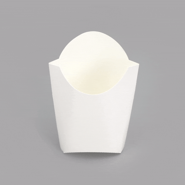 Bio Tek 4 oz White Paper Fry Cup / Snack Container - 4 3/4" x 3 1/2" x 5" - 100 count box