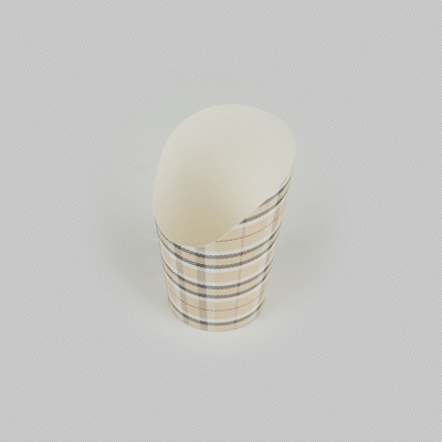 Bio Tek 12 oz Round Plaid Paper Incline Cup - 3 1/2" x 3 1/2" x 4 3/4" - 100 count box