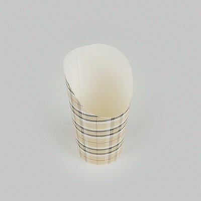 Bio Tek 16 oz Round Plaid Paper Incline Cup - 3 1/2" x 3 1/2" x 5 3/4" - 100 count box