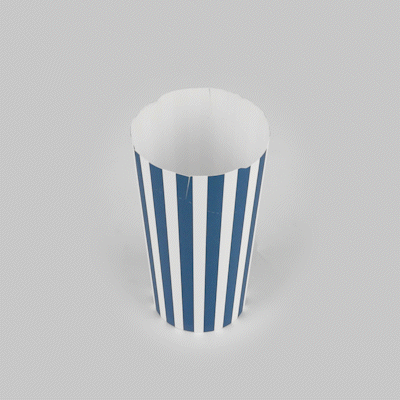 Bio Tek 20 oz Round Blue and White Stripe Paper To Go Fry Cup - 3 1/4" x 3 1/4" x 5" - 100 count box