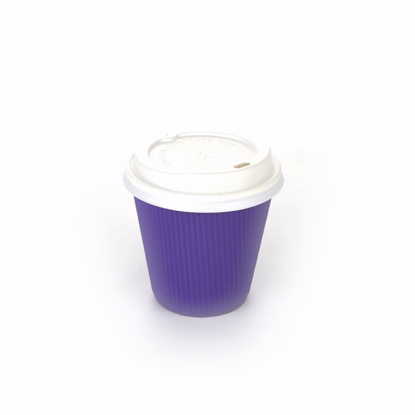 Restpresso 8 oz Royal Purple Paper Ripple Wall Coffee Cup - with White Lid - 3 1/2" x 3 1/2" x 4" - 400 count box