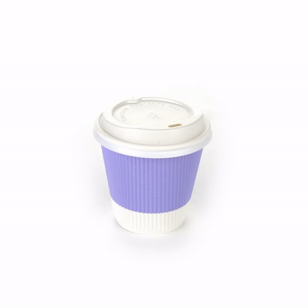 Restpresso 8 oz Light Purple Paper Ripple Wall Coffee Cup - with White Lid - 3 1/2" x 3 1/2" x 4" - 400 count box