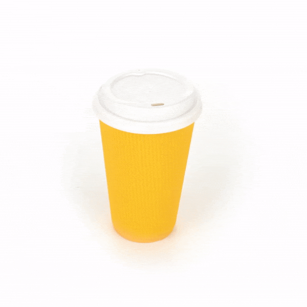 Restpresso 16 oz Yellow Paper Ripple Wall Coffee Cup - with White Lid - 3 1/2" x 3 1/2" x 6 1/4" - 200 count box