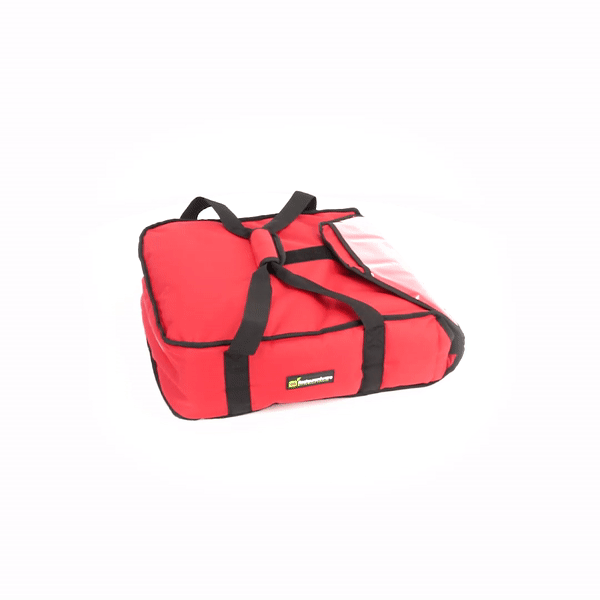 Delivery Tek Red Pizza Bag - Holds 2-16" or 3-14", Insulated - 16 1/2" x 18" x 6 1/2" - 1 count box